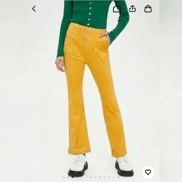 CIDER Pastel Yellow Plaid Flares SIZE SMALL - Picture 2 of 9